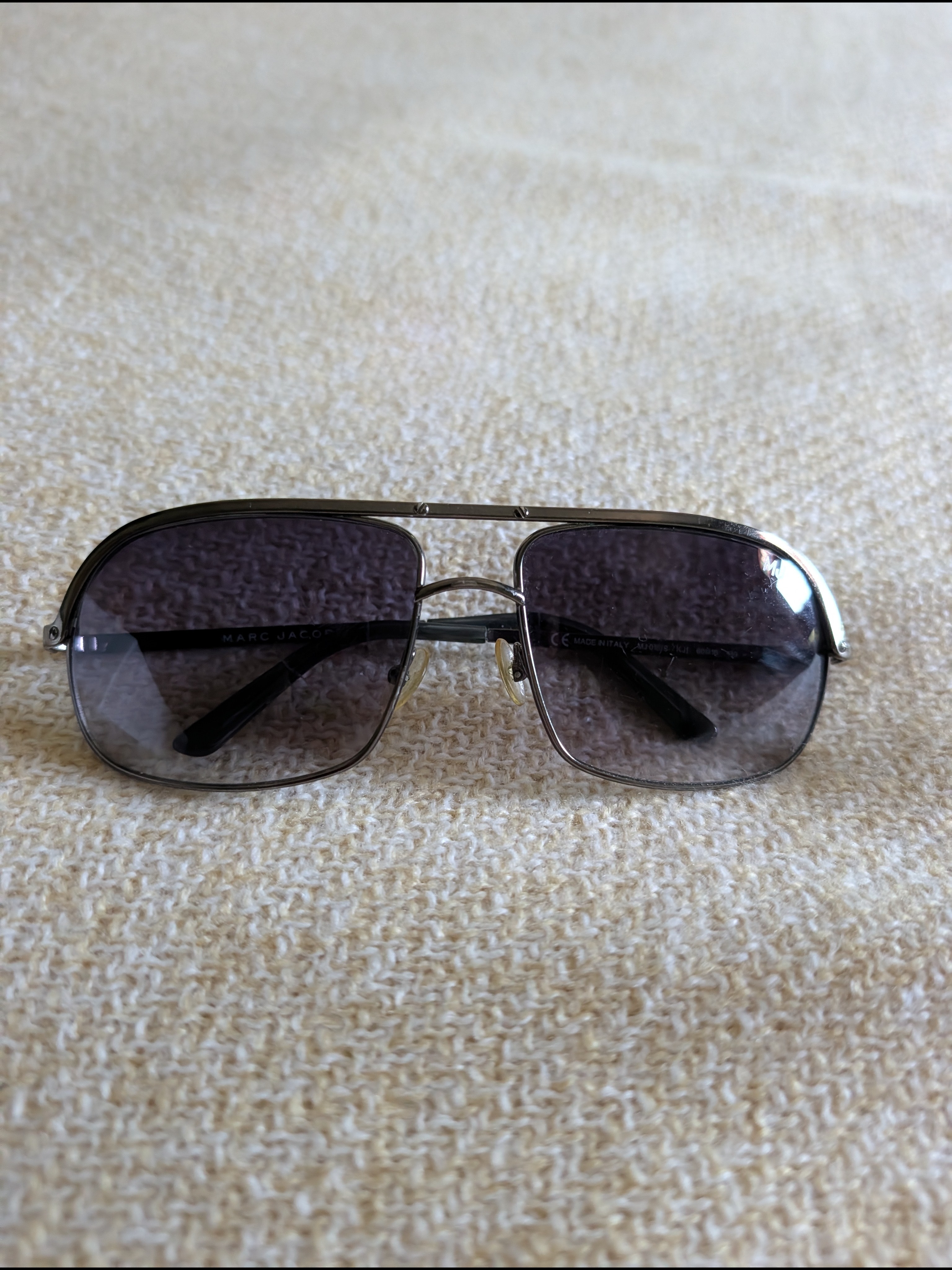 Men's Marc Jacobs Silver Aviator Sunglasses With Blue/Gray Lenses